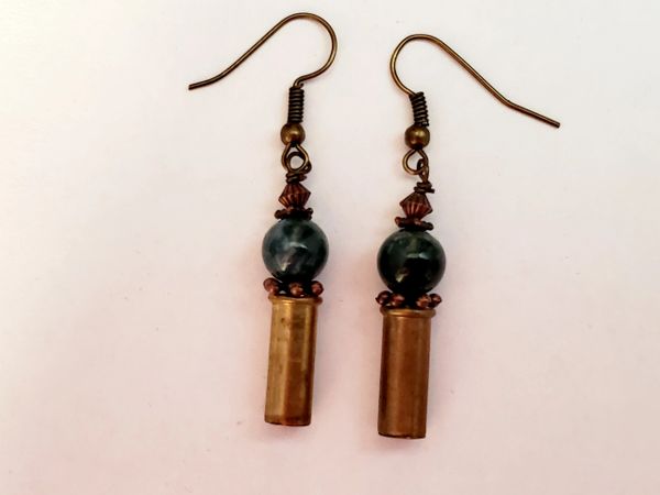 Bullets, Crystals & Bling Earrings. Spent Shell Casings. 4 Pair