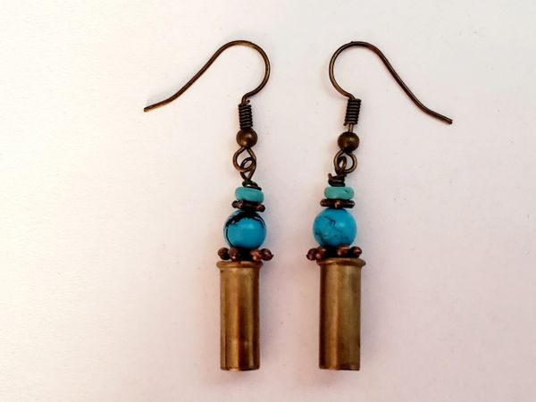 Bullets, Crystals & Bling Earrings. Spent Shell Casings. 4 Pair