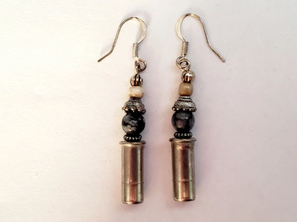 Bullets, Crystals & Bling Earrings. Spent Shell Casings. 4 Pair