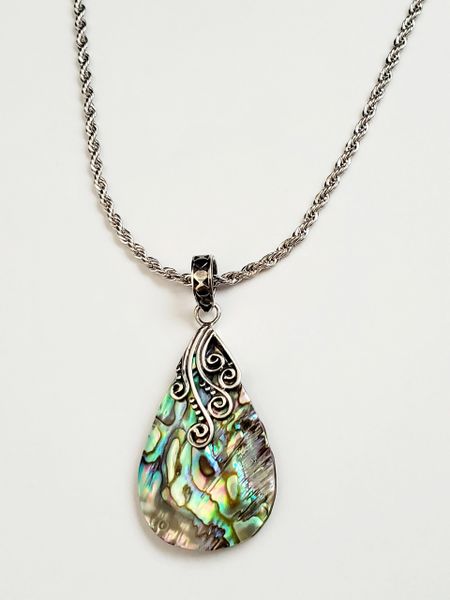 Abalone Teardrop Pendant, 925 Sterling Setting.22