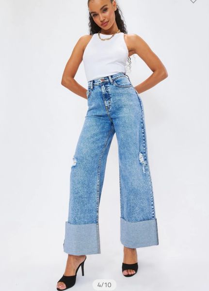 Wide leg 2025 cuffed jeans