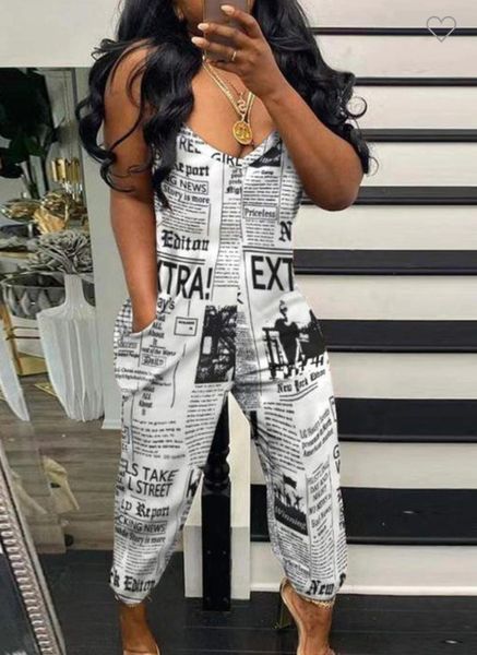 Newspaper store print jumpsuit