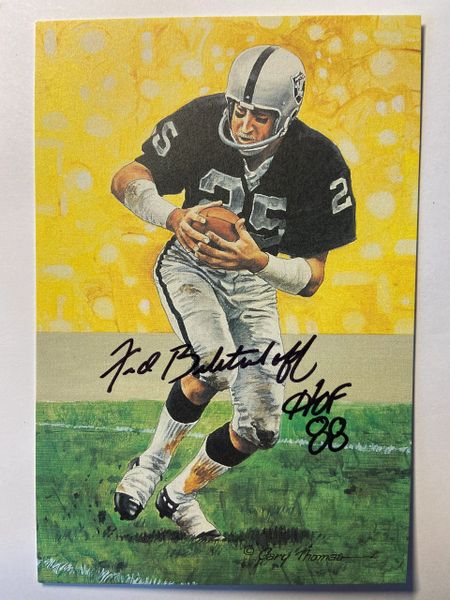 Fred Biletnikoff Autographed Pro Football Hall of Fame Goal Line Art  Postcard