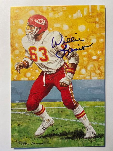 Willie Lanier Autographed Pro Football Hall of Fame Goal Line Art Postcard