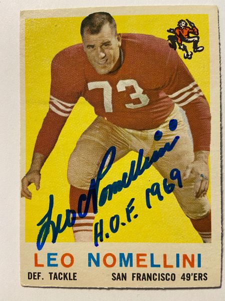 Leo Nomellini Autographed 1959 Topps Football Card #19 (Died 2000)