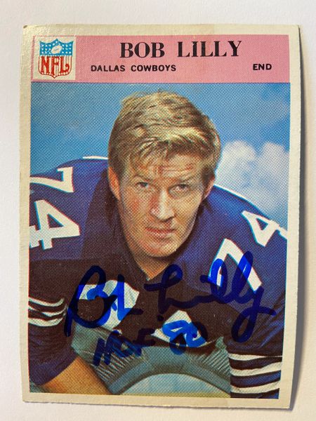 Bob Lilly Autographed 1966 Philadelphia Gum Football Card #60 Dallas  Cowboys