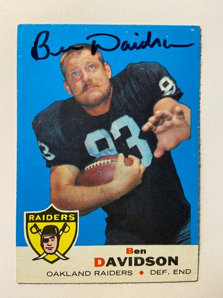 Ben Davidson Autographed 1969 Topps AFL Football Card #128 (Died 2012)  Raiders