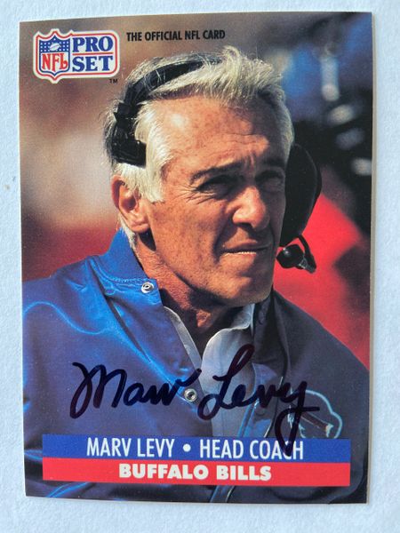 Coach Marv Levy Autographed 1991 Pro Set Football Card #90 Bills