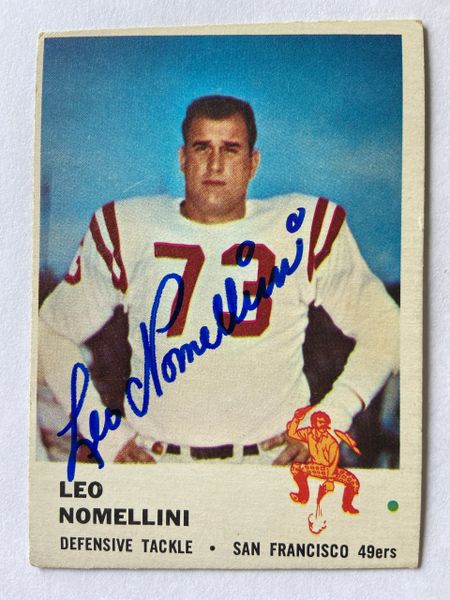 Leo Nomellini Autographed 1961 Fleer Football Card #67 (Died 2000)