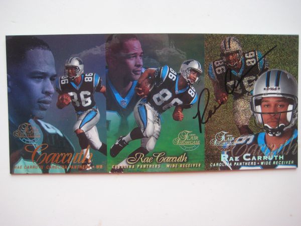 1997 Rae Carruth Signed Fleer Flair Showcase Promo Uncut Panel