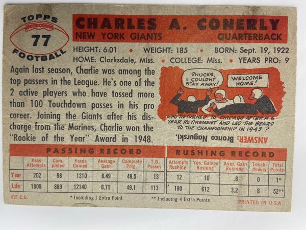 1956 Topps Charley Conerly