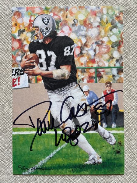 Dave Casper Autographed Hall of Fame Goal Line Art Postcard Raiders