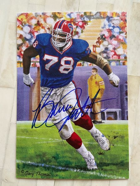 Bruce Smith Autographed Pro Football Hall of Fame Goal Line Art Postcard