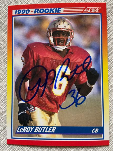 LeRoy Butler Autographed 1990 Score Football ROOKIE Card #619