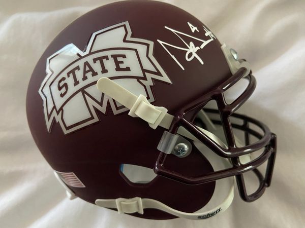 Dak Prescott Nick Fitzgerald Autographed Mississippi State Bulldogs Schutt Mini  Helmet