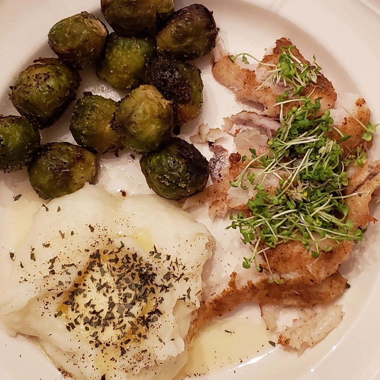 Fish Dinner with Freshly Cut Microgreens
