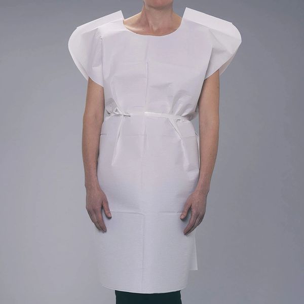 Exam Gown, Std. White, Tissue/Poly/Tissue 50/cs