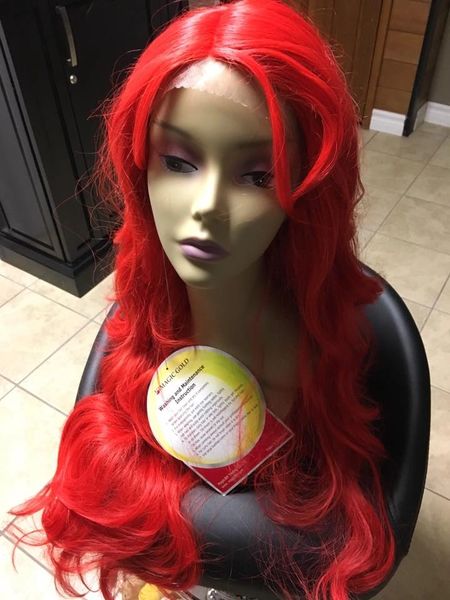 Bright red, long lace front wig | Hair Diva by Christina Fashionable
