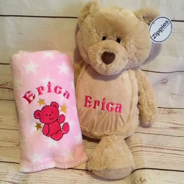 Personalised store teddy blanket