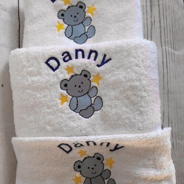 3 Piece Personalised Teddy Towel Set | Top Choice Embroidery for all ...