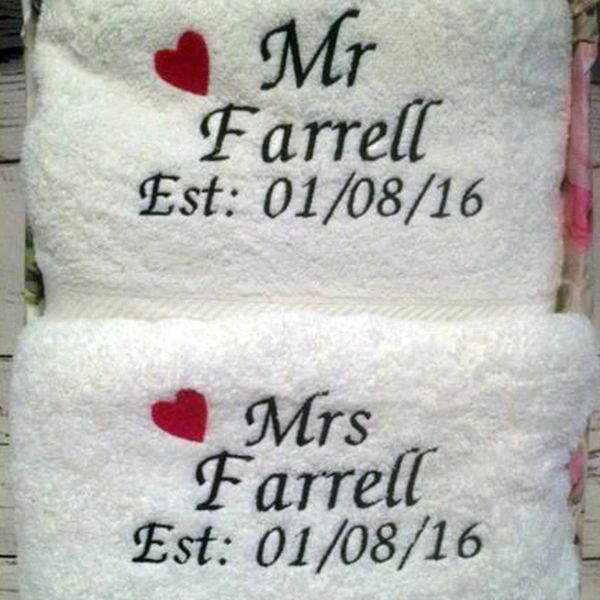 Mr Mrs Bath Towel Gift Set