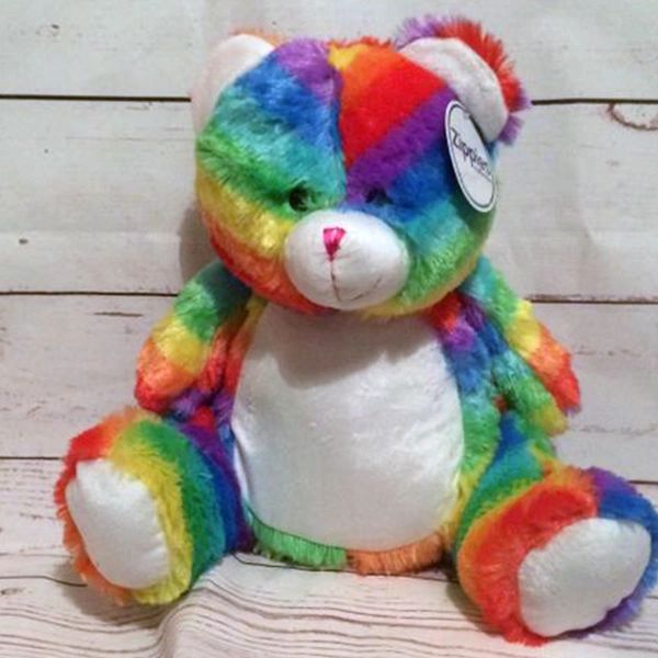 life size rainbow teddy bear