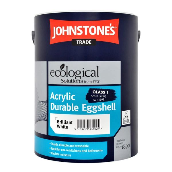 JOHNSTONE'S Acrylic Durable Eggshell (Anti Mould) Brilliant White