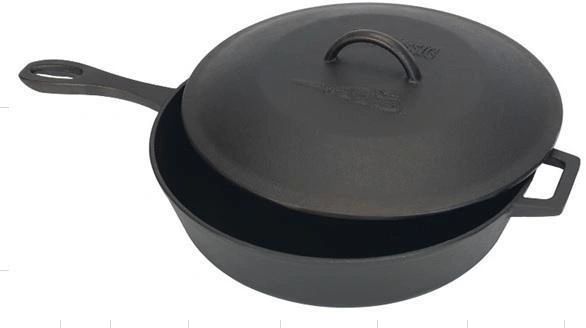 Bayou Classic Cast Iron Pan: Covered Skillet - 10.5 Black