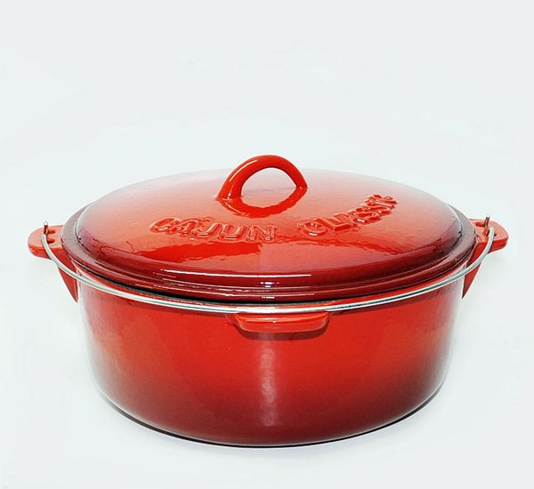 Cajun Classic Red Enamel Coated Cast Iron Dutch Oven