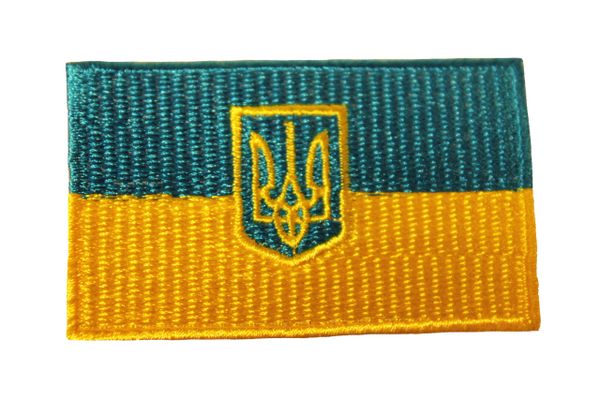 UKRAINE With TRIDENT Country Flag Iron - On PATCH CREST BADGE