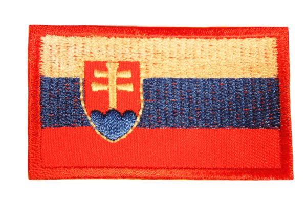 SLOVAKIA NATIONAL COUNTRY FLAG IRON ON PATCH CREST BADGE .. 1.5 X 2.5 INCHES .. NEW