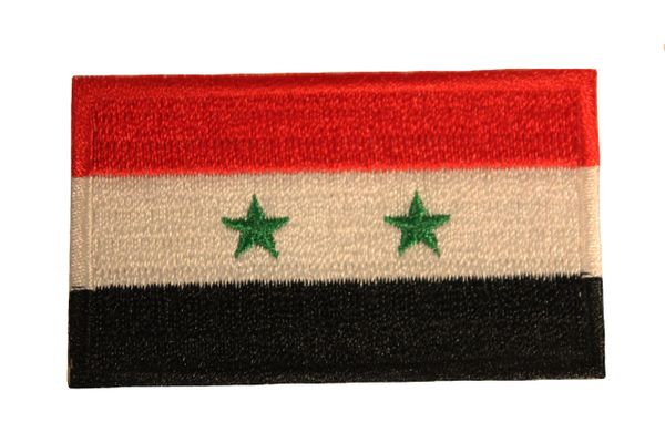 SYRIA NATIONAL COUNTRY FLAG IRON ON PATCH CREST BADGE .. 1.5 X 2.5 INCHES .. NEW