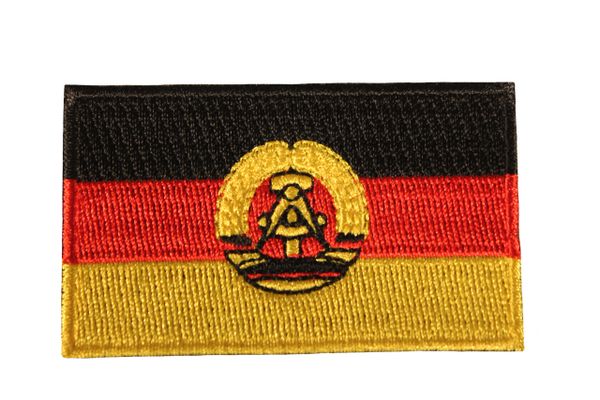 GERMANY OLD EAST DEUTSCHLAND FLAG IRON ON PATCH CREST BADGE .. 1.5 X 2.5 INCHES . NEW