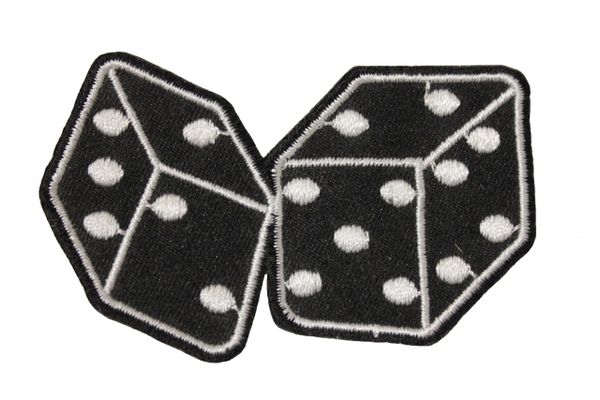 Pair Of DICE Iron - On PATCH CREST BADGE .. Size : 2.75" X 1.75" Inch