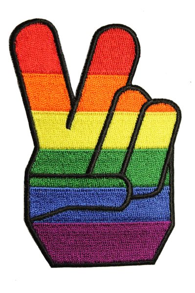 PEACE LGBTQ Gay & Lesbian Rainbow Pride HEART Shape Embroidered Iron - On PATCH CREST BADGE