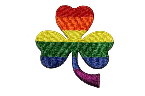 SHAMROCK Flower LGBTQ Gay & Lesbian Rainbow Pride HEART Shape Embroidered Iron - On PATCH CREST BADGE