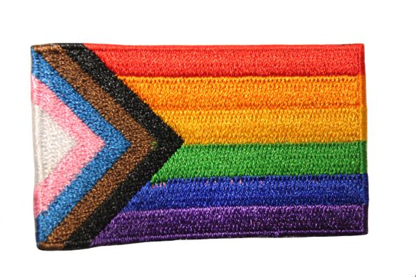 PROGRESS Pride LGBTQ Flag Embroidered Iron - On PATCH CREST BADGE
