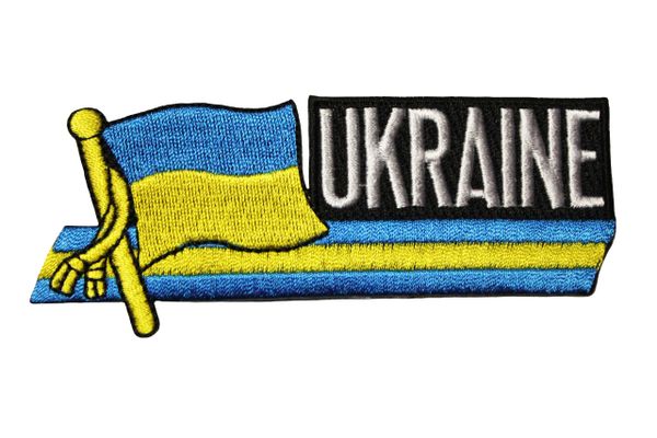 UKRAINE PLAIN COUNTRY FLAG SIDEKICK WORD IRON ON PATCH CREST BADGE