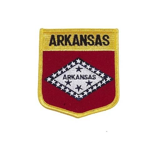 ARKANSAS USA STATE SHIELD FLAG IRON ON PATCH CREST BADGE .. SIZE : 3.5" X 3" INCHES .. NEW