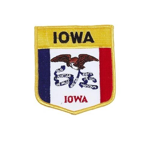IOWA USA STATE SHIELD FLAG IRON ON PATCH CREST BADGE .. SIZE : 3.5" X 3" INCHES .. NEW