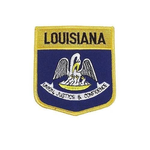 LOUISIANA USA STATE SHIELD FLAG IRON ON PATCH CREST BADGE .. SIZE : 3.5" X 3" INCHES .. NEW