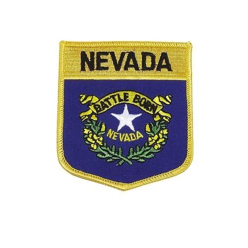 NEVADA USA STATE SHIELD FLAG IRON ON PATCH CREST BADGE .. SIZE : 3.5" X 3" INCHES .. NEW