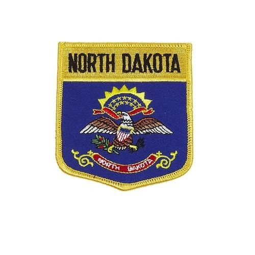 NORTH DAKOTA USA STATE SHIELD FLAG IRON ON PATCH CREST BADGE .. SIZE : 3.5" X 3" INCHES .. NEW
