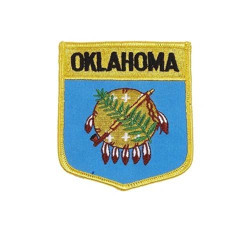 OKLAHOMA USA STATE SHIELD FLAG IRON ON PATCH CREST BADGE .. SIZE : 3.5" X 3" INCHES .. NEW