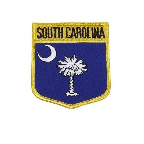 SOUTH CAROLINA USA STATE SHIELD FLAG IRON ON PATCH CREST BADGE .. SIZE : 3.5" X 3" INCHES .. NEW