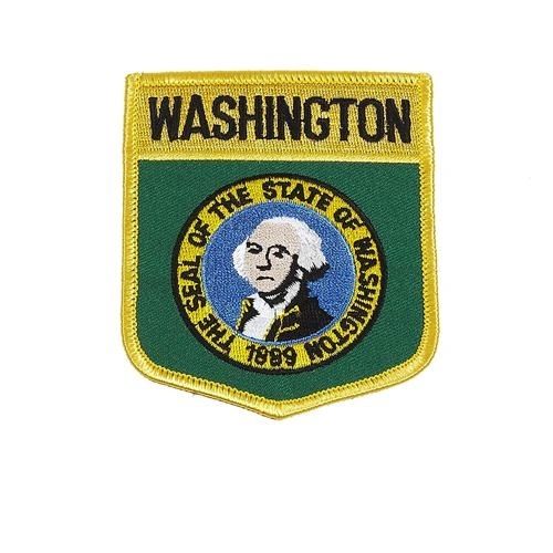 WASHINGTON USA STATE SHIELD FLAG IRON ON PATCH CREST BADGE .. SIZE : 3.5" X 3" INCHES .. NEW