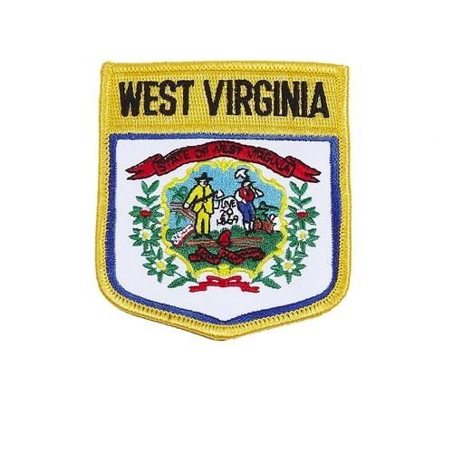 WEST VIRGINIA USA STATE SHIELD FLAG IRON ON PATCH CREST BADGE .. SIZE : 3.5" X 3" INCHES .. NEW