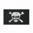 PIRATE JOLLY ROGER BLACK IRON ON PATCH CREST BADGE .. 1.5 X 2.5 INCHES .. NEW