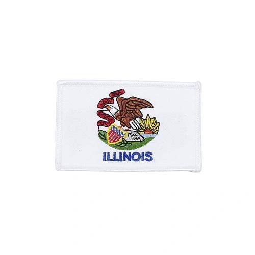 ILLINOIS USA STATE SQUARE FLAG IRON ON PATCH CREST BADGE .. SIZE : 2.3" X 3.25" INCHES .. NEW
