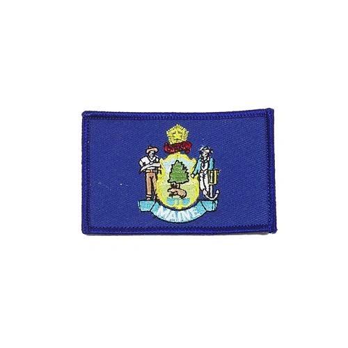 MAINE USA STATE SQUARE FLAG IRON ON PATCH CREST BADGE .. SIZE : 2.3" X 3.25" INCHES .. NEW